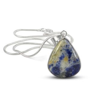 AAA Quality Sodalite Drop Shape Pendant With Chain