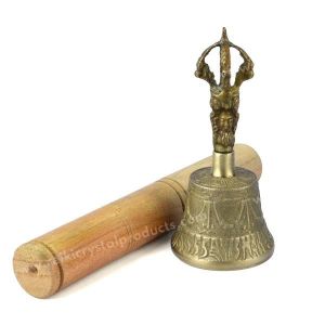 Spiritual Brass Tibetan Singing Bell with Wooden Stick Size 4.5 Inch Approx 
