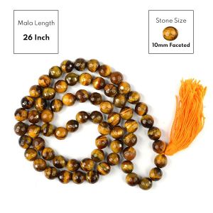 Tiger Eye 10 mm Faceted Bead Mala