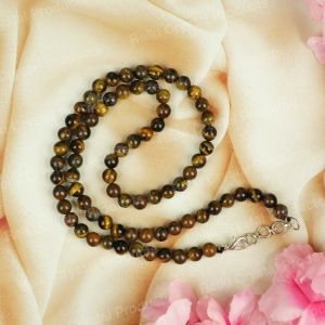 Natural Tiger Eye 6mm Round Bead Necklace
