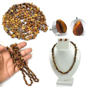 Tiger Eye Chip Mala / Necklace With Earring