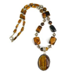 Tiger Eye Necklace With Pendant For Women