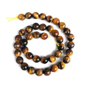 Tiger Eye 10 mm Faceted Beads for Jewelery Making Bracelet, Necklace / Mala