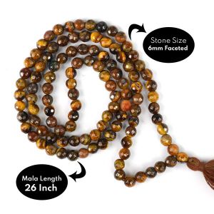 Tiger Eye Faceted 6 mm 108 Bead Mala