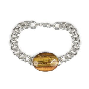 Natural Tiger Eye Gemstone Oval shape Bracelet For Boys