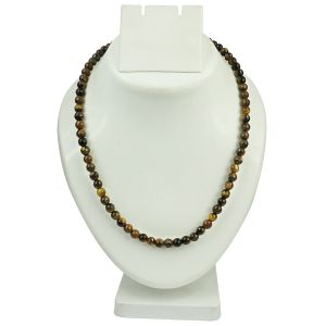 Natural Tiger Eye 6mm Faceted Bead Necklace