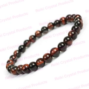 Red Tiger Eye 6mm Bracelet For Reiki Healing And Crystal Healing, Charged By Reiki Grandmaster