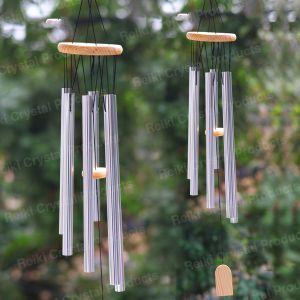 Fengshui Wind Chime Hanging for Window Balcony Decor Home Endurance Door Decoration Silver 6 Rods