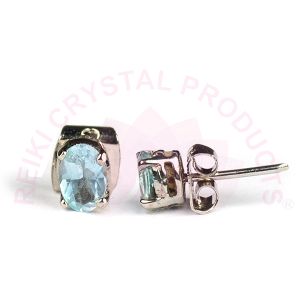 Blue Topaz Gemstone Stud / Earring for Women, Girls