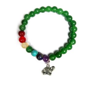 Green Aventurine with 7 Chakra Turtle CharmHanging Bracelet