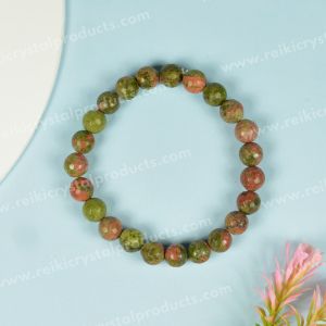 Unakite 8 mm Faceted Beads Bracelet