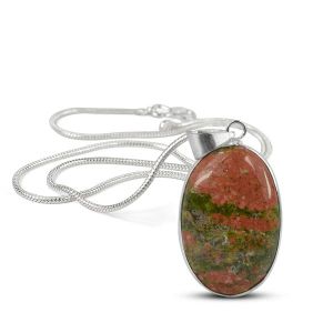 AAA Quality Unakite Oval Pendant With Chain