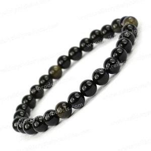 Black Obsidian 6 mm Round Bead Bracelet