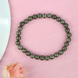 Pyrite 6 mm Round Bead Bracelet