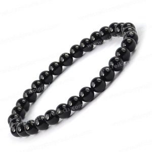 Black Onyx 6 mm Round Bead Bracelet