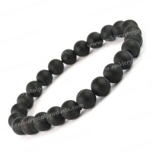 Black Onyx Matt 8 mm Round Bead Bracelet