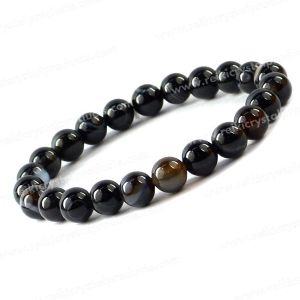 Sulemani Hakik Black 8 mm Round Bead Bracelet