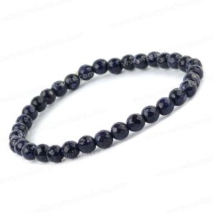 Goldstone Blue 6 mm Faceted Bead Bracelet 