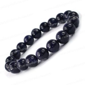 Goldstone  Blue 10 mm Round Bead Bracelet