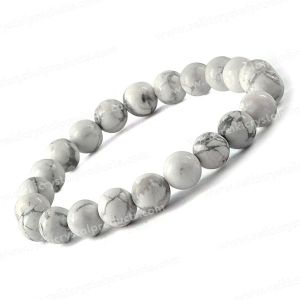 8mm Turtle Energy Lucky Bracelet Matte Black Stone White Turquoise Beads Stretch 