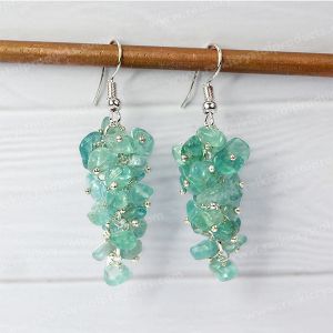 Blue Apatite Crystal Stone Chip Earrings