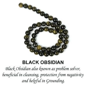 Black Obsidian 8 Mm Round Loose Beads For Jewelery Making Bracelet, Necklace / Mala