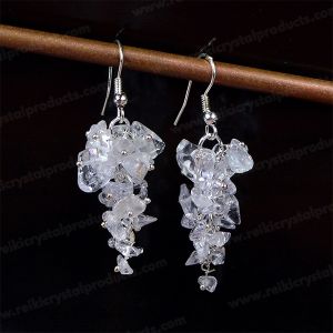 Clear quartz Crystal Stone Chip Earrings