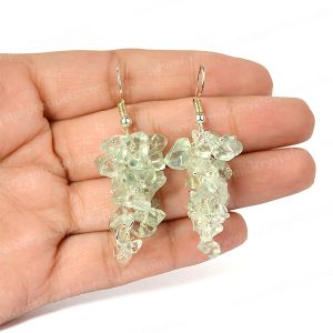 Green Amethyst Crystal Stone Chip Earrings