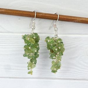 Green Apatite Crystal Stone Chip Earrings