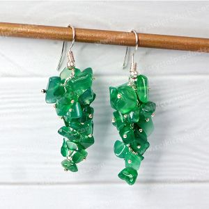 Green Onyx Crystal Stone Chip Earrings