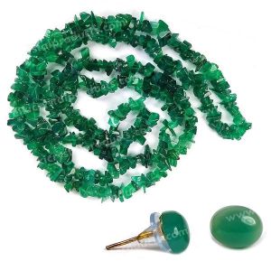 Green Onyx Chip Mala / Necklace With Earring