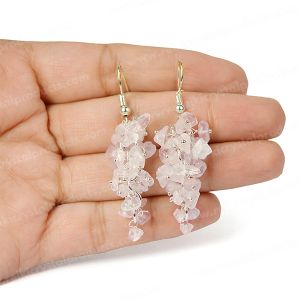 Rose Quartz Crystal Stone Chip Earrings