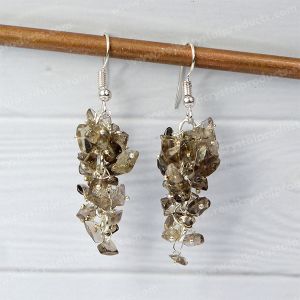 Smoky Quartz Crystal Stone Chip Earrings