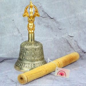 Spiritual Brass Tibetan Singing Bell with Wooden Stick