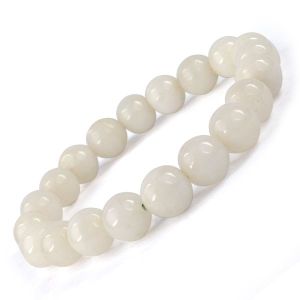 White Agate 10 mm Round Bead Bracelet
