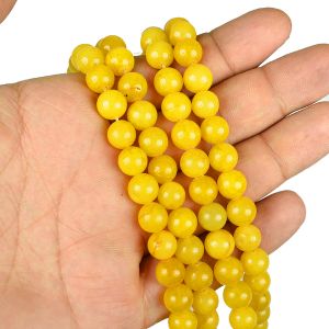 Yellow Jade 8 mm Round Loose Beads for Jewelery Making Bracelet, Necklace / Mala