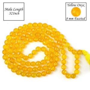 Yellow Onyx 8 mm Faceted Bead Mala
