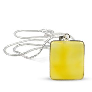 AAA Quality Yellow Onyx Square Pendant With Chain