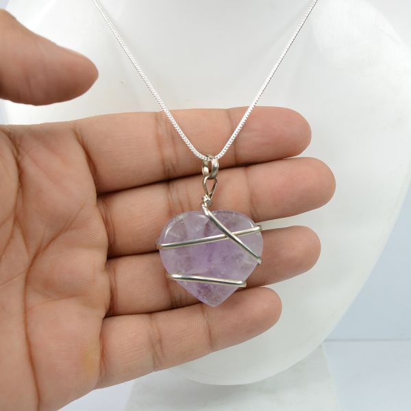 Amethyst Necklace Purple Point Pendant LR28 Raw Gemstone Healing Crystals  Stones | eBay