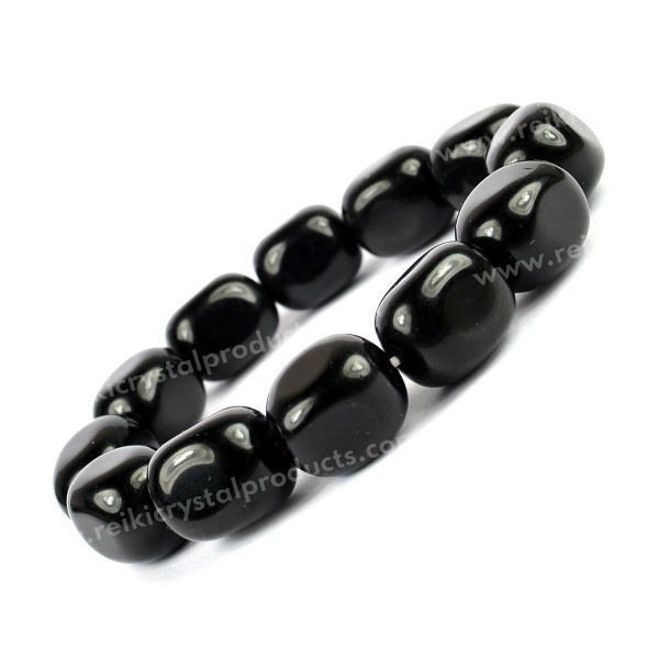 Viking Protection Natural Black Obsidian Beads 8 or 12 mm Bracelet