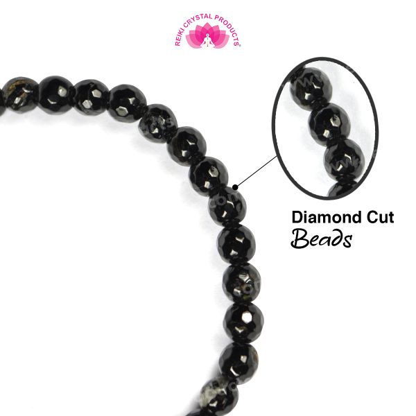 Black Diamond Bead Woven Silk Cord Bracelet 21cttw