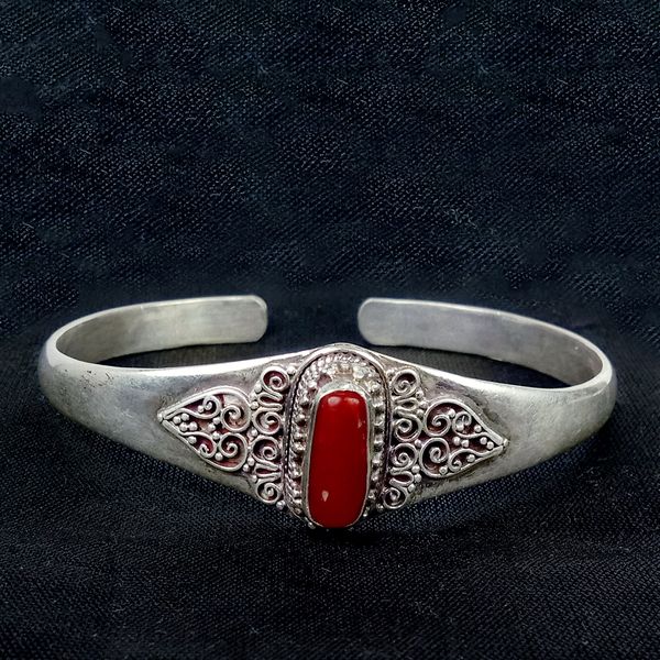 Red Coral Bracelet in Silver- Vedic Vaani