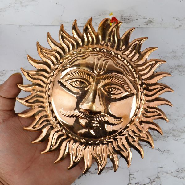 Copper Sun Surya Face Murti Idol Statue