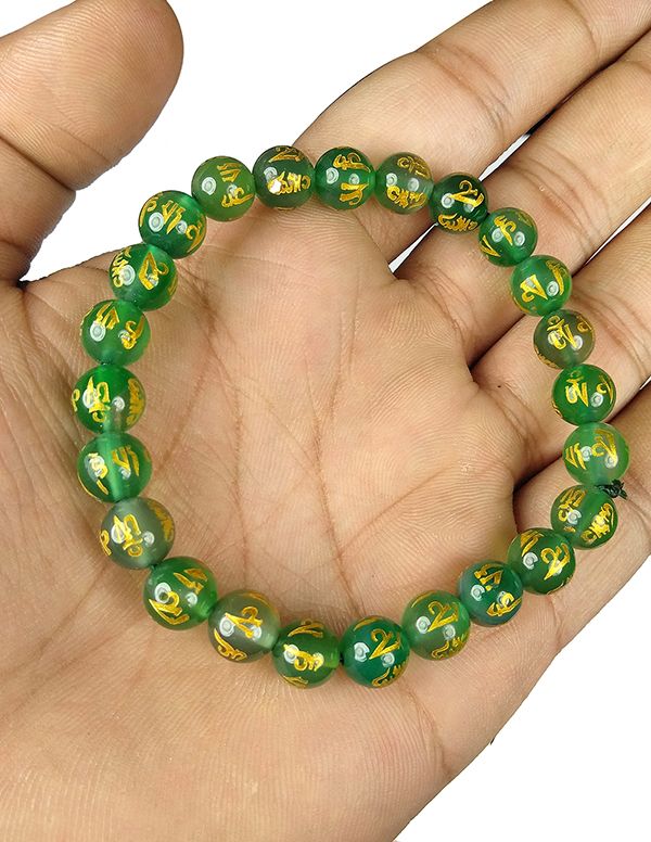 Green Onyx Om Mani Padme Hum Bracelet  astrology free talk