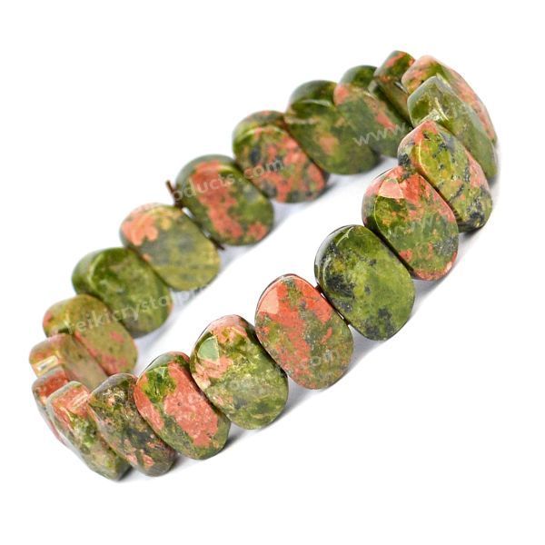 Bracelet made of Unakite mineral with 8 mm spheres, available at natur.