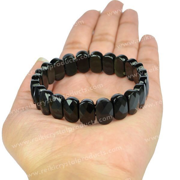 Reiki Crystal Products Certified Black Obsidian Natural Healing Stone,  Round Beads 8 mm Crystal Bracelet For Men, Women, Boys, Girls (Purple) :  Amazon.in: Jewellery