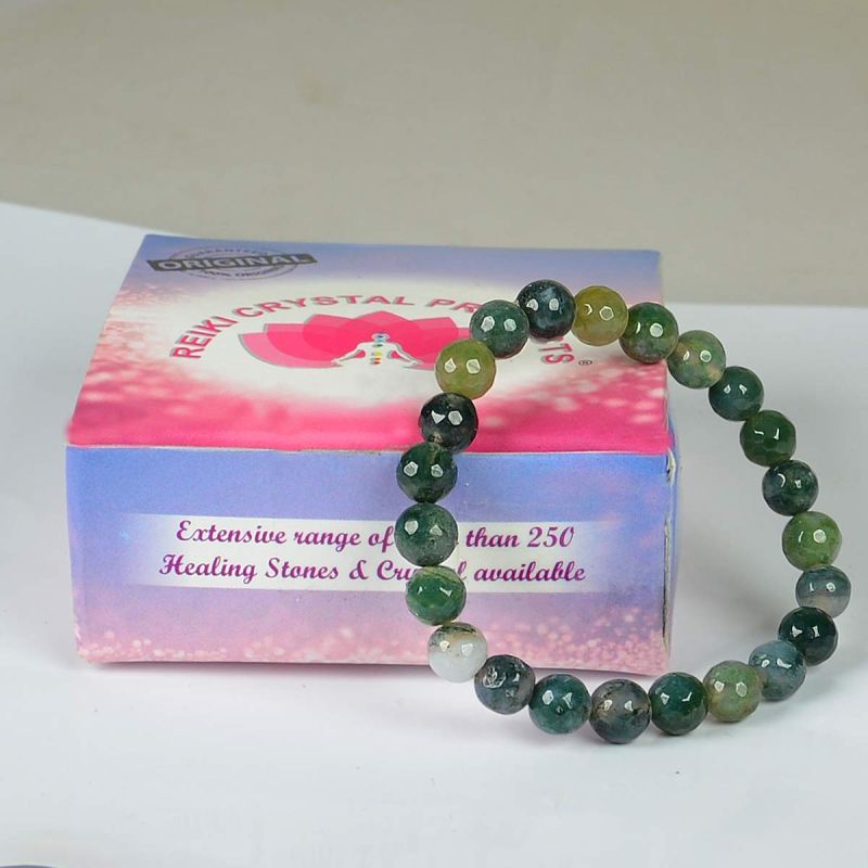 Moss Agate 8mm Bracelet  Crystal Love Collective
