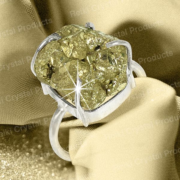 Raw Pyrite Druzy Half Gold & Black Tone Ring For Women Girls Heart Bonding  Ring | eBay