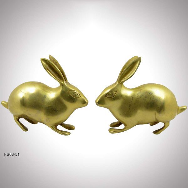 NEW Display, Rabbit on Wooden Base, Gold, 15.5 X 5.1 X 20.5 Cm, Handmade,  germany 