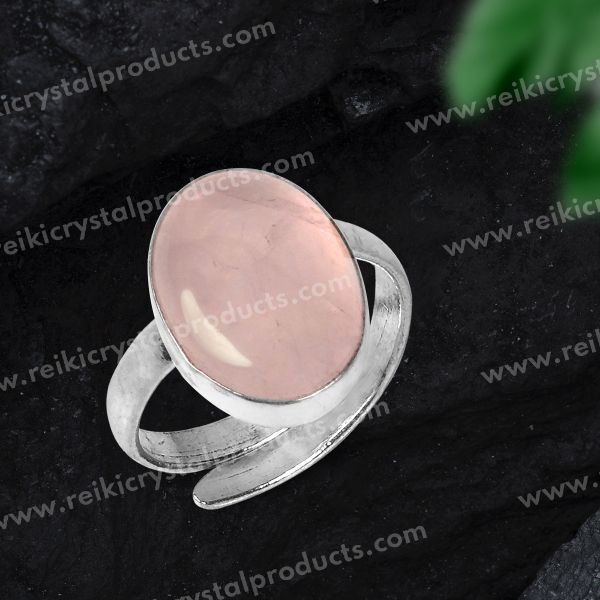 Rose Quartz Diamond Ring In 14k White Gold, Pink Gemstone Ring Cocktail Ring  | Benati